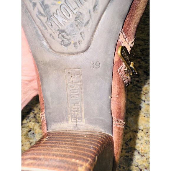 Pikolinos Verona Distress Leather Ankle Boots Booties Brown Western Boho Cowgirl - Picture 5 of 10